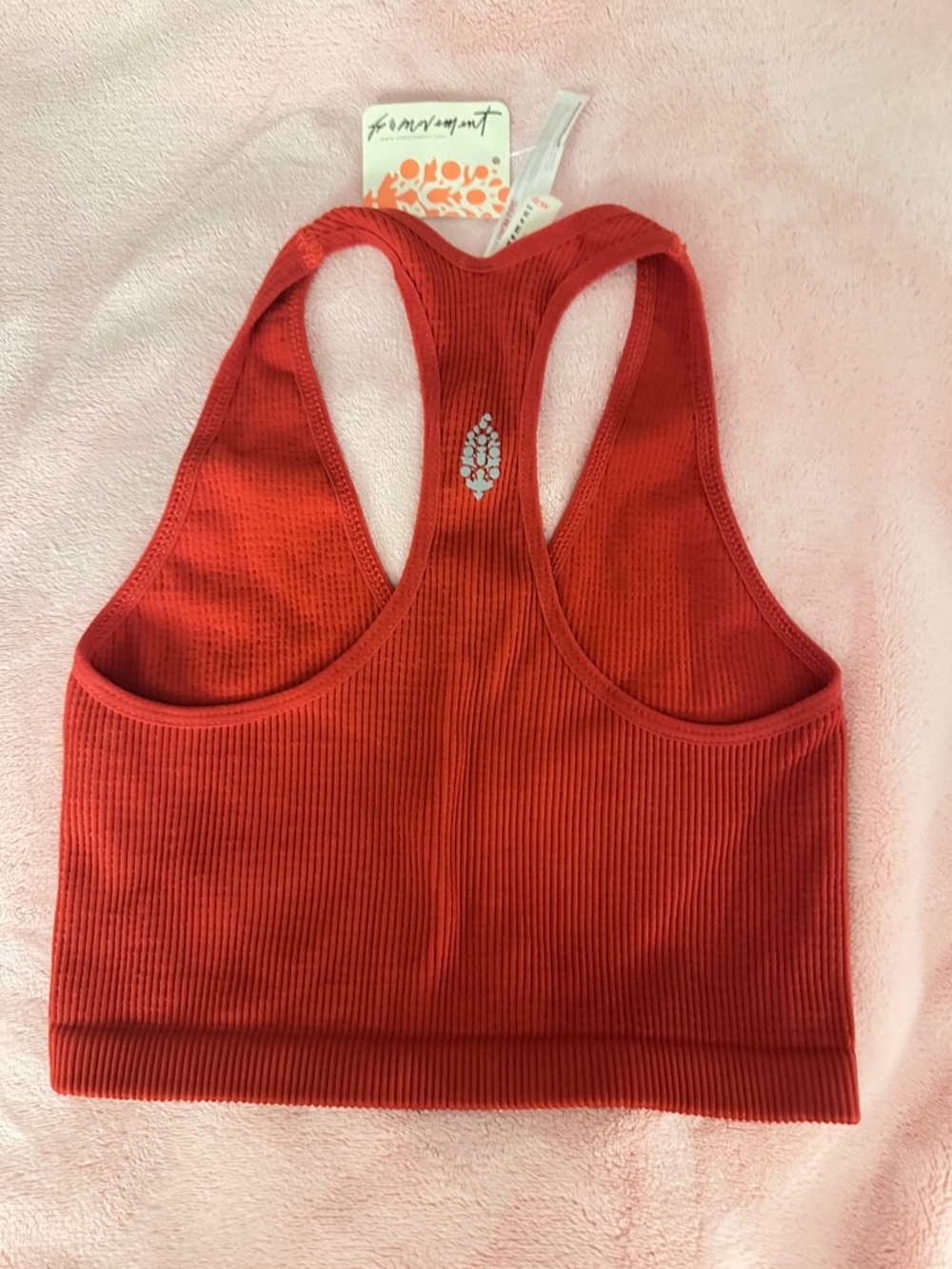 Free People Ribbed Red Racerback Sport Bra - Picture 2 of 3